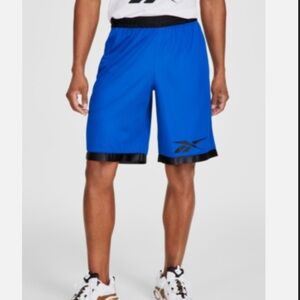 New! Reebok Men's Vibrant Blue and Black Mesh Basketball Shorts, Size Medium